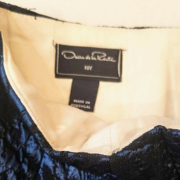 OSCAR DE LA RENTA SKIRT 10A METALLIC BLUE WITH POCKETS - Picture 5 of 5